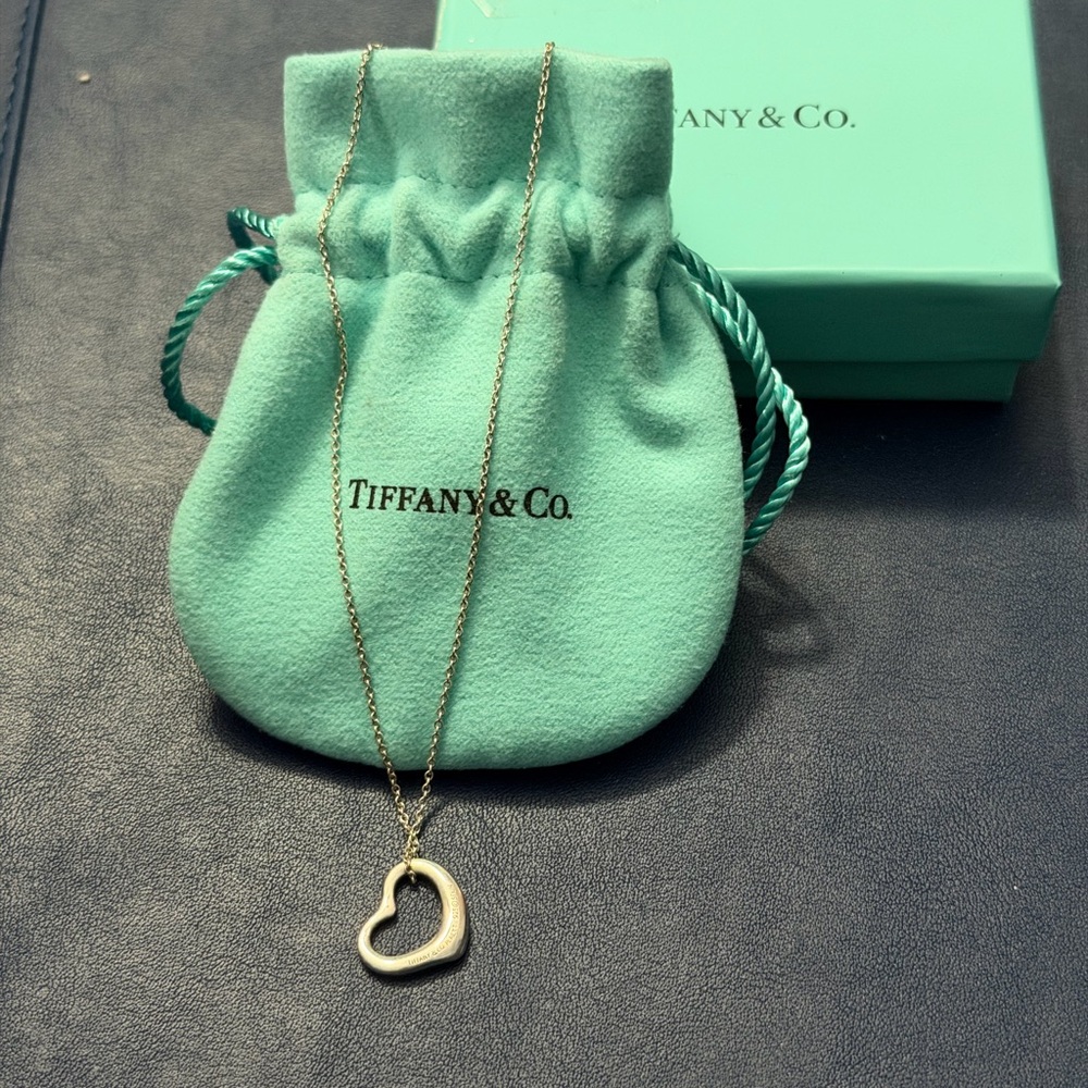 Tiffany & Co. Silver Open Heart Pendant Necklace